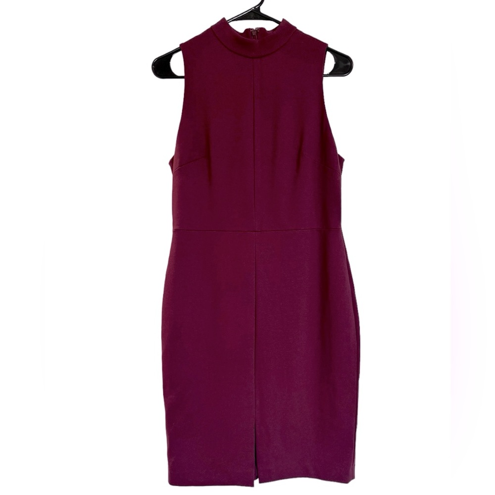 CLASSIQUES ENTIER Italian Ponte Knit Sheath Dress Sleeveless Burgundy Size 12 - Picture 3 of 12